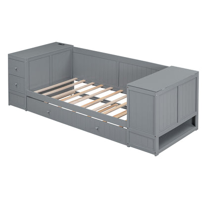 Gray daybed with built-in end storage and slatted bed base by HouseOfZazla on Tampa Home & Garden Store