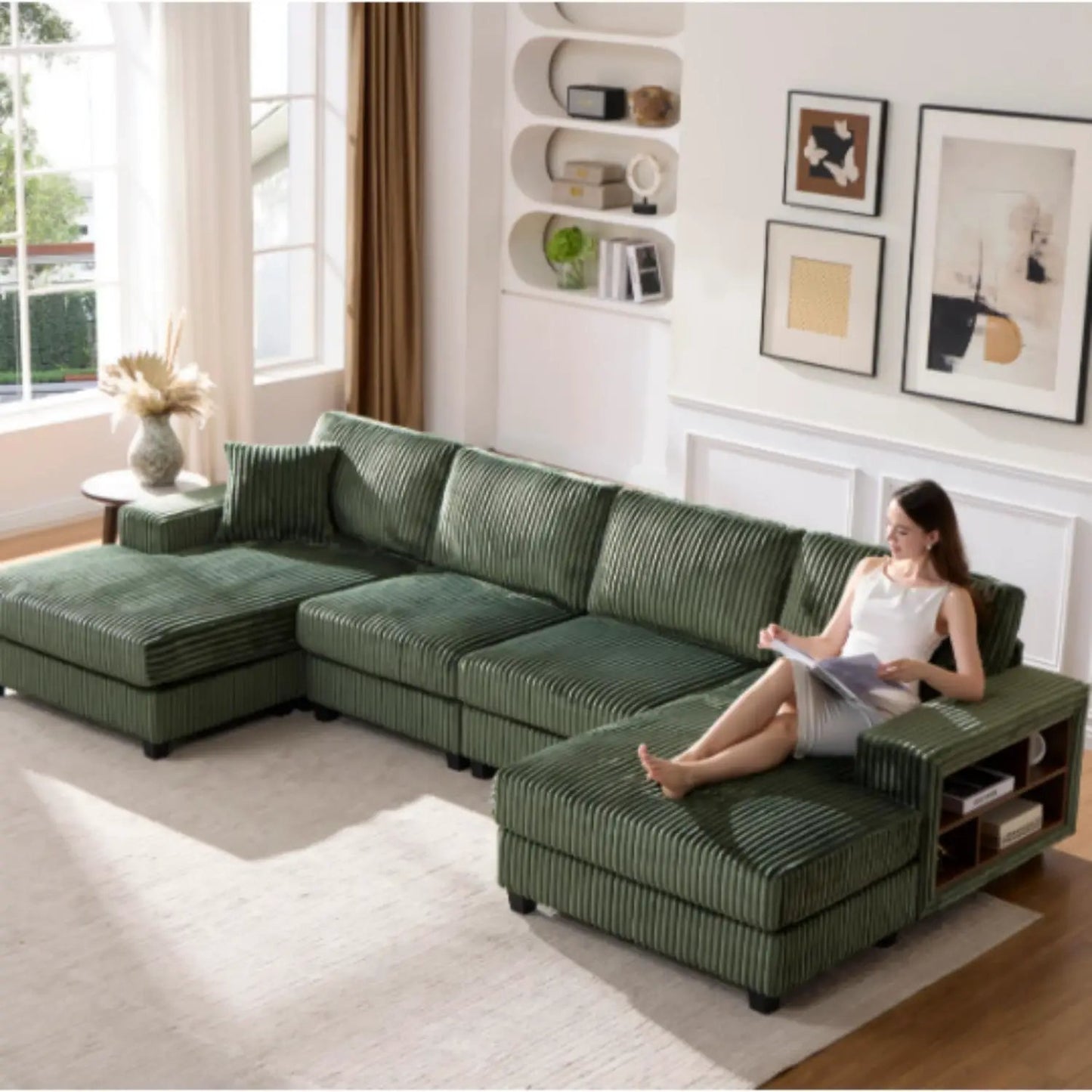 U Shaped Convertible Sofa Four Seater Lounge