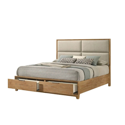 Contemporary Storage Bed with Plush Headboard