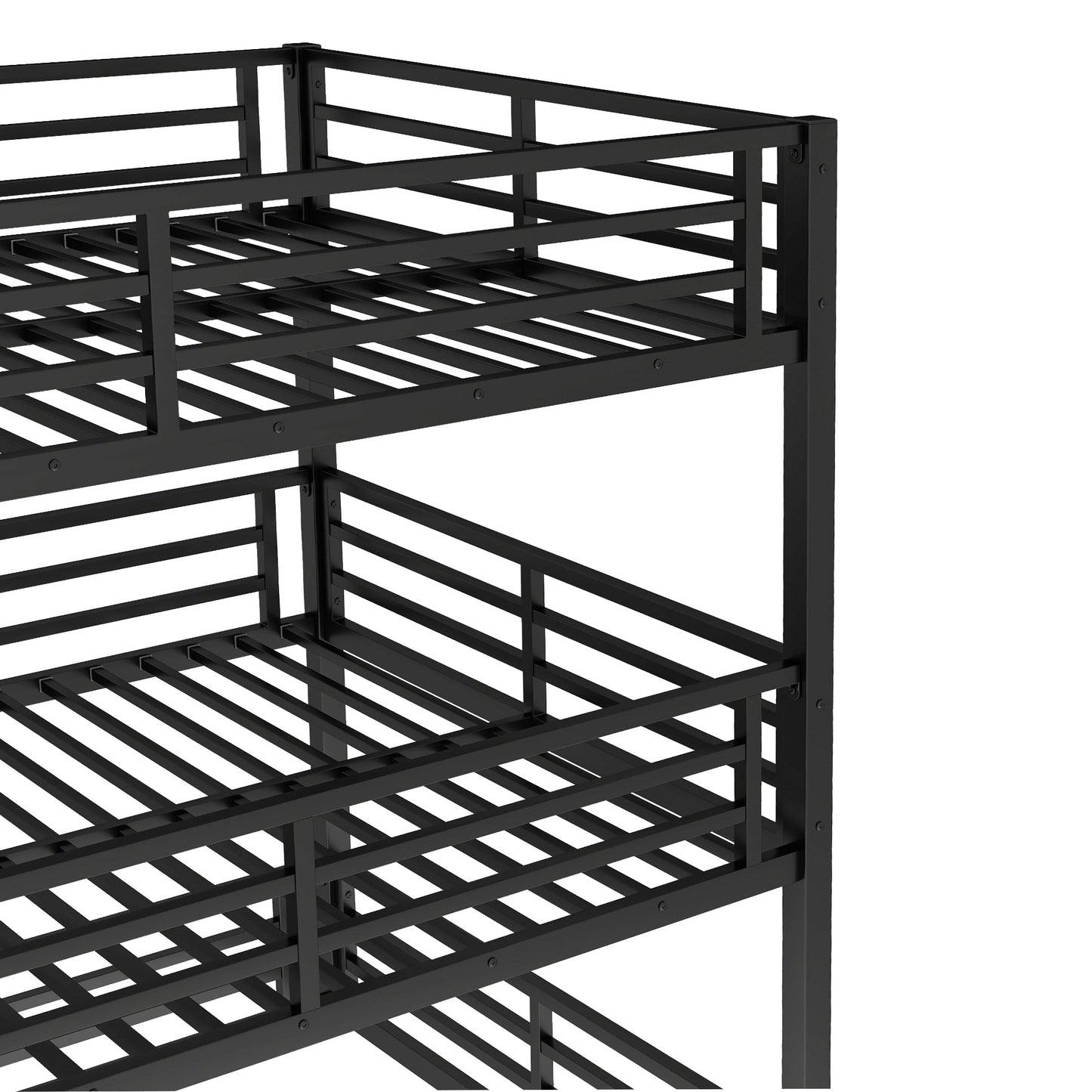 Full-over-full bunk bed frame in black metal with slatted beds on Tampa Home & Garden Store