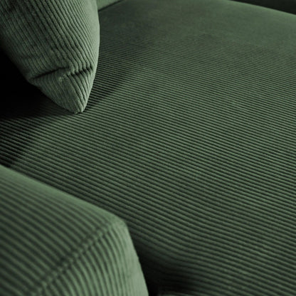Mar high-quality stationary sectional sofa green corduroy upholstery close-up on Tampa Home & Garden Store