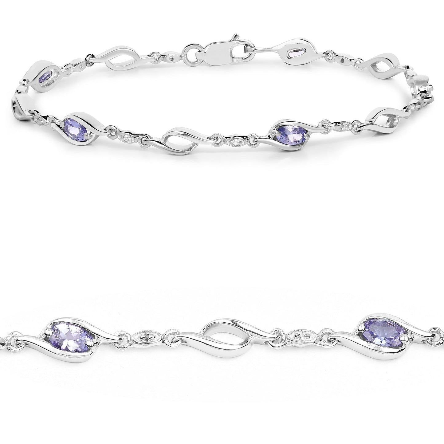 Sterling silver bracelet with purple tanzanite and white topaz accents, 1.30ct, by Bids.com on Tampa Home & Garden Store