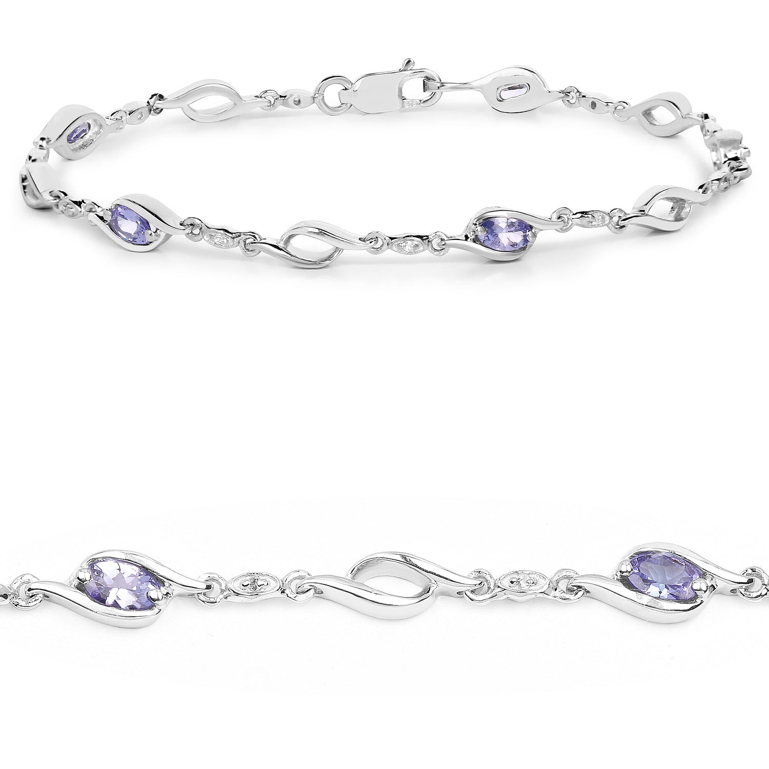 Sterling silver bracelet with purple tanzanite and white topaz accents, 1.30ct, by Bids.com on Tampa Home & Garden Store