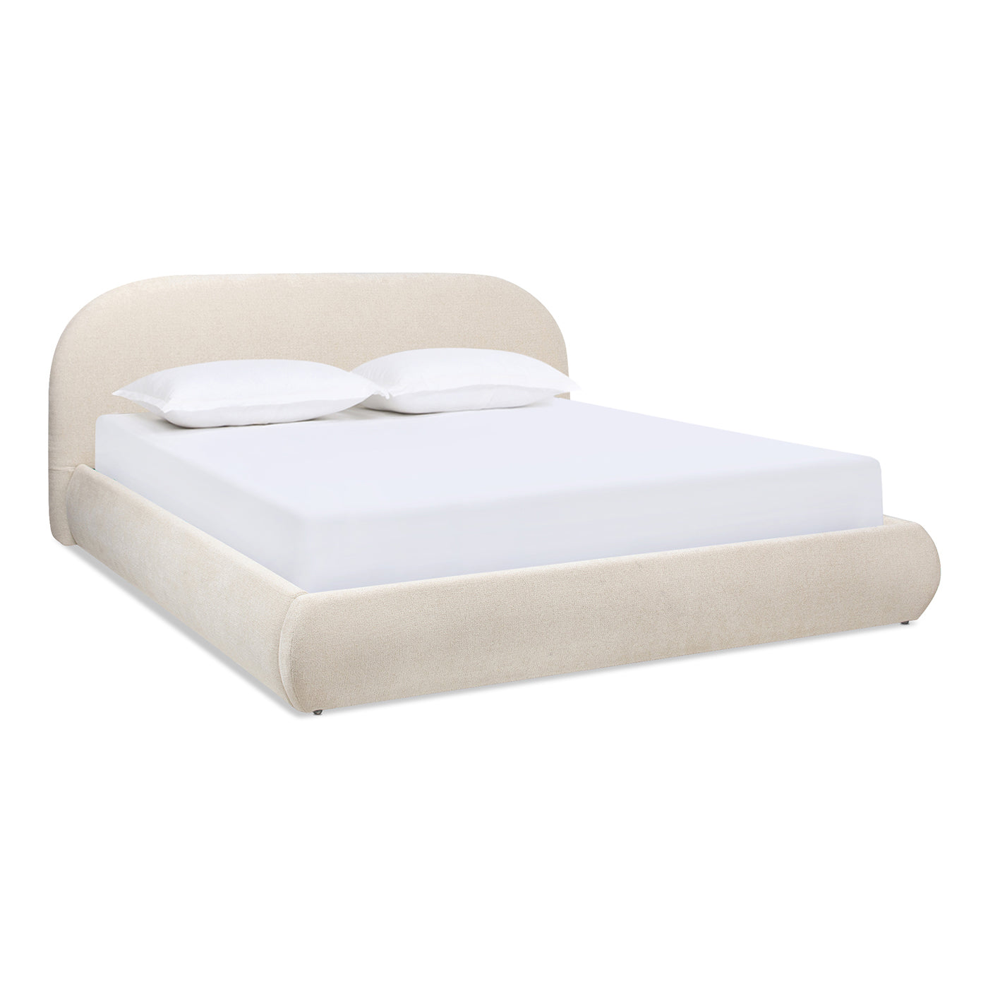 Archie Puffy Grounded Upholstered Platform Bed in oatmeal light, HouseOfZazla on Tampa Home & Garden Store