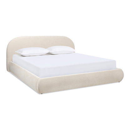 Archie Puffy Grounded Upholstered Platform Bed in oatmeal light, HouseOfZazla on Tampa Home & Garden Store