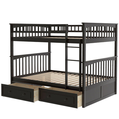 Bunk Bed With Drawers dark espresso wood with built-in under-bed drawers, convertible design on Tampa Home & Garden Store