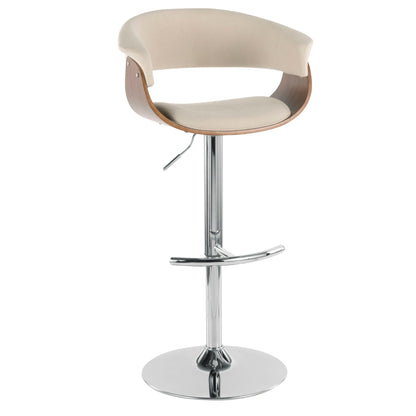 Mid Century modern adjustable height swivel barstool beige upholstery wood on chrome base on Tampa Home & Garden Store