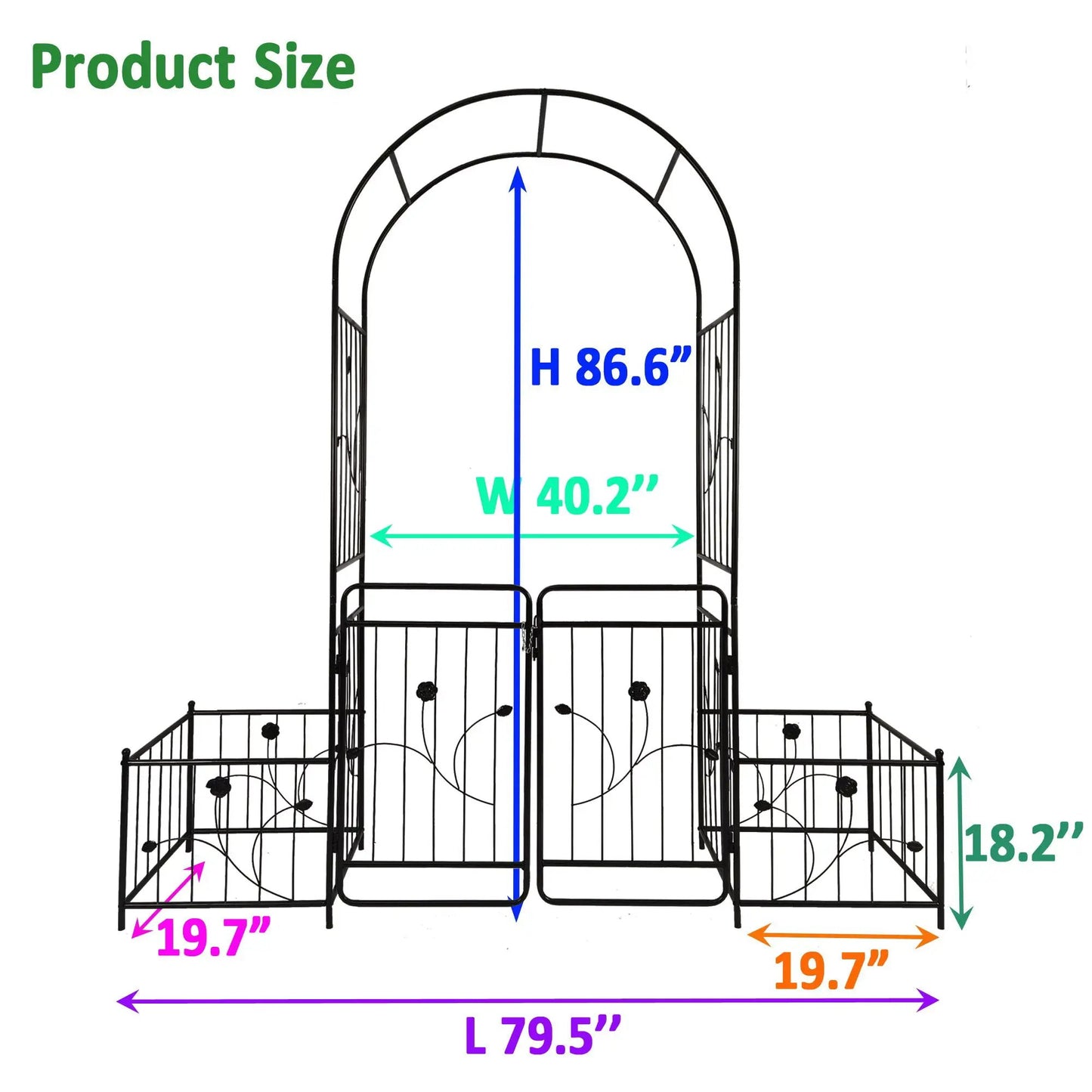 Metal garden arch with gate, black iron outdoor decor by Unique Piece Furniture on Tampa Home & Garden Store