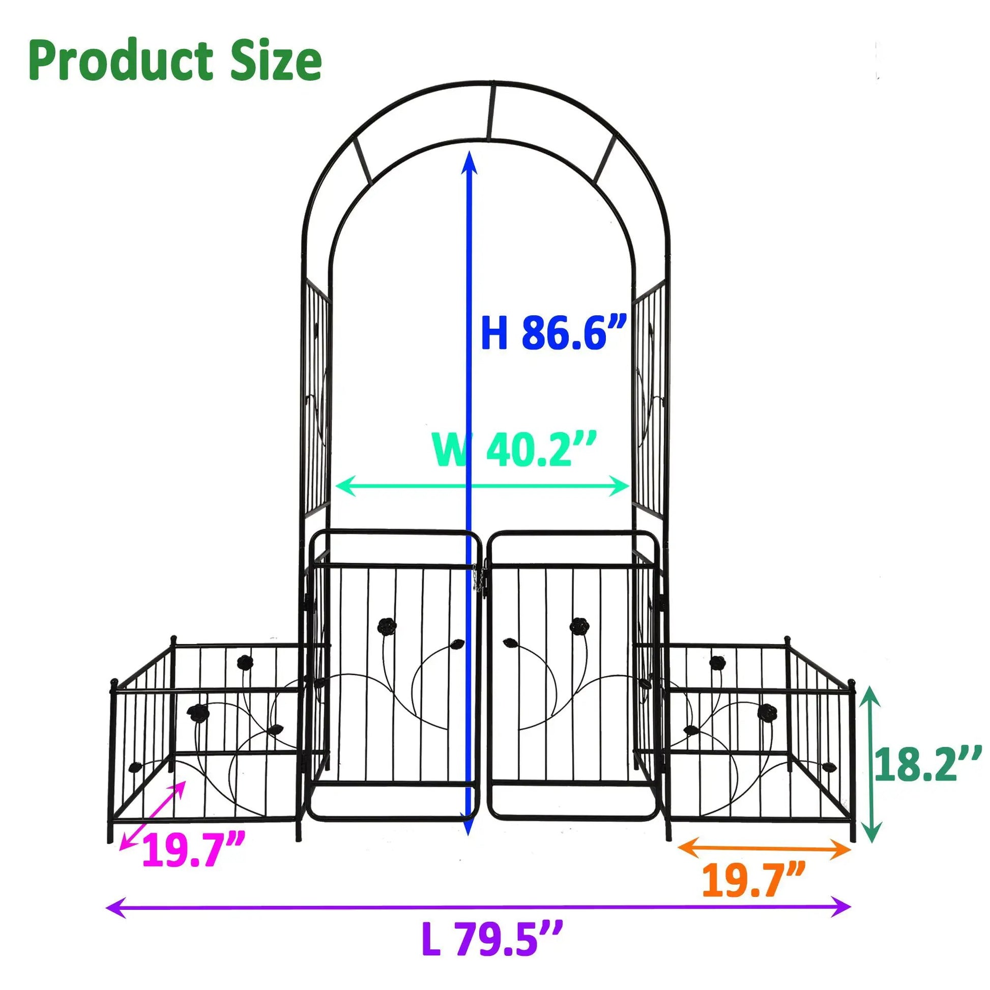 Metal garden arch with gate, black iron outdoor decor by Unique Piece Furniture on Tampa Home & Garden Store