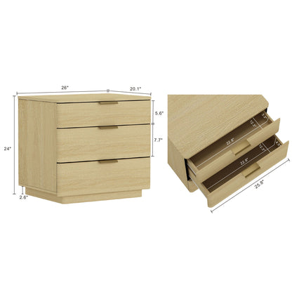 Oak Payton 3-drawer nightstand natural oak finish by HouseOfZazla, modern accent nightstand on Tampa Home & Garden Store