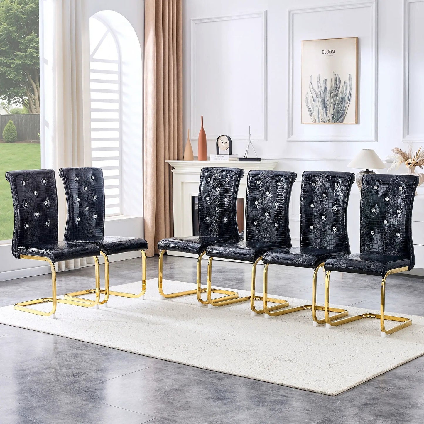 Elegant Faux Alligator Upholstered Dining Chairs