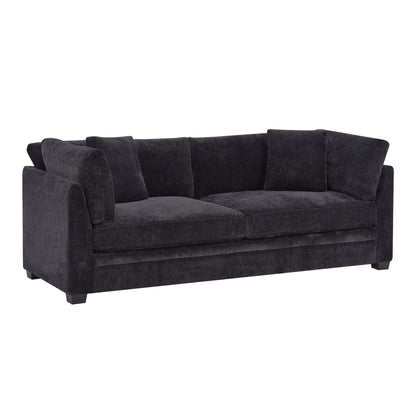 Modern Chenille Sofa and Flared Arms Black