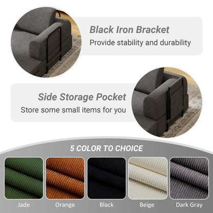 Convertible Sleeper Sofa Bed with Cylindrical Pillow in dark gray upholstery fixed shape frame on Tampa Home & Garden Store