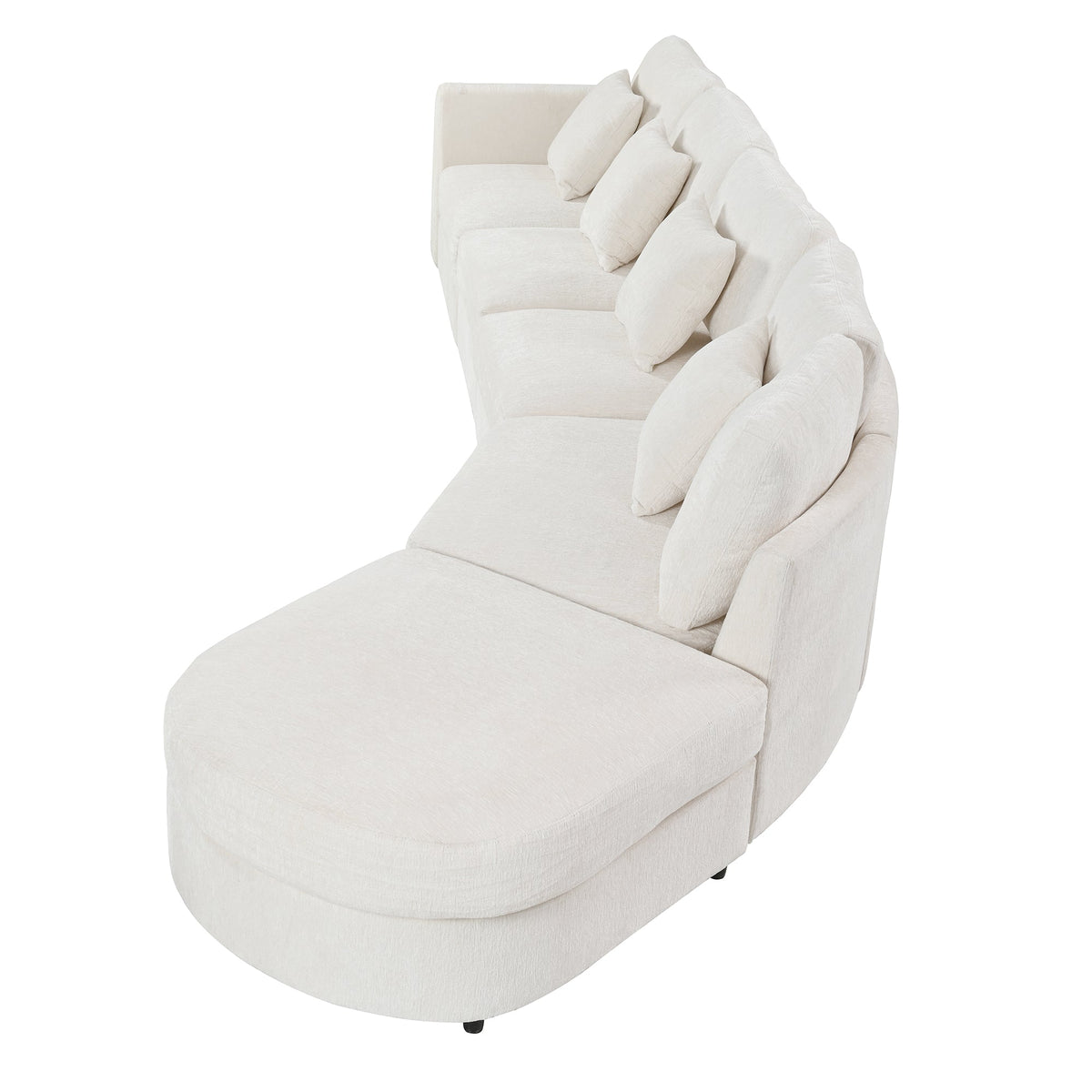 U_Style Modern 5-Seater Curved Modular Sectional Sofa in cream fabric by HouseOfZazla on Tampa Home & Garden Store