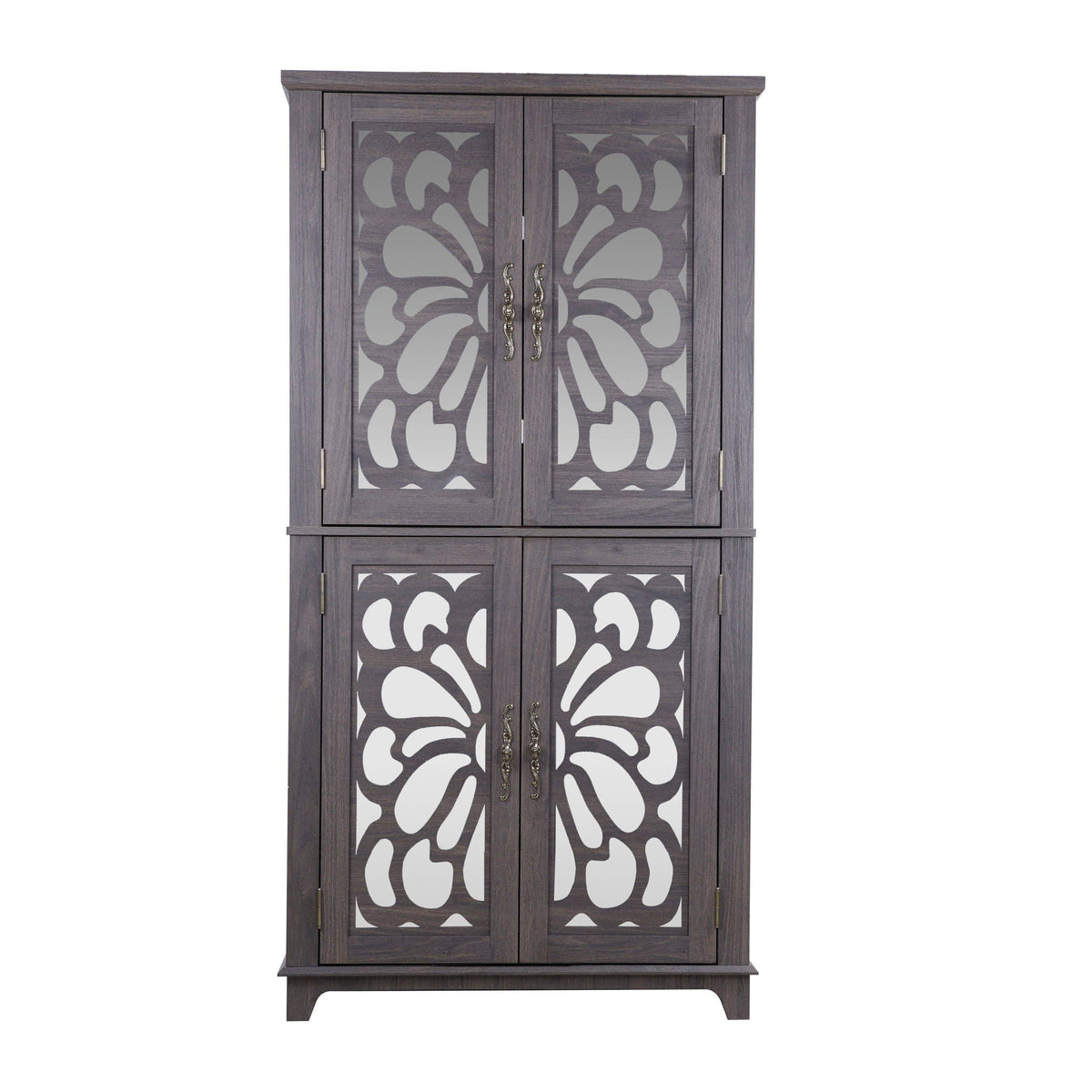 HouseOfZazla modern sideboard buffet with mirrored frosted doors in dark gray finish and decorative pattern on Tampa Home & Garden Store