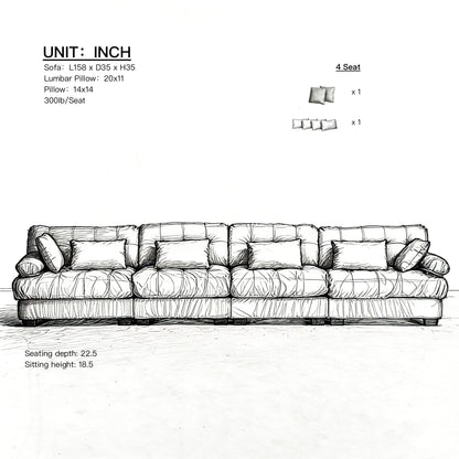 Modular Sectional Sofa Cloud Couch 4-seat configuration with plush cushions by HouseOfZazla on Tampa Home & Garden Store