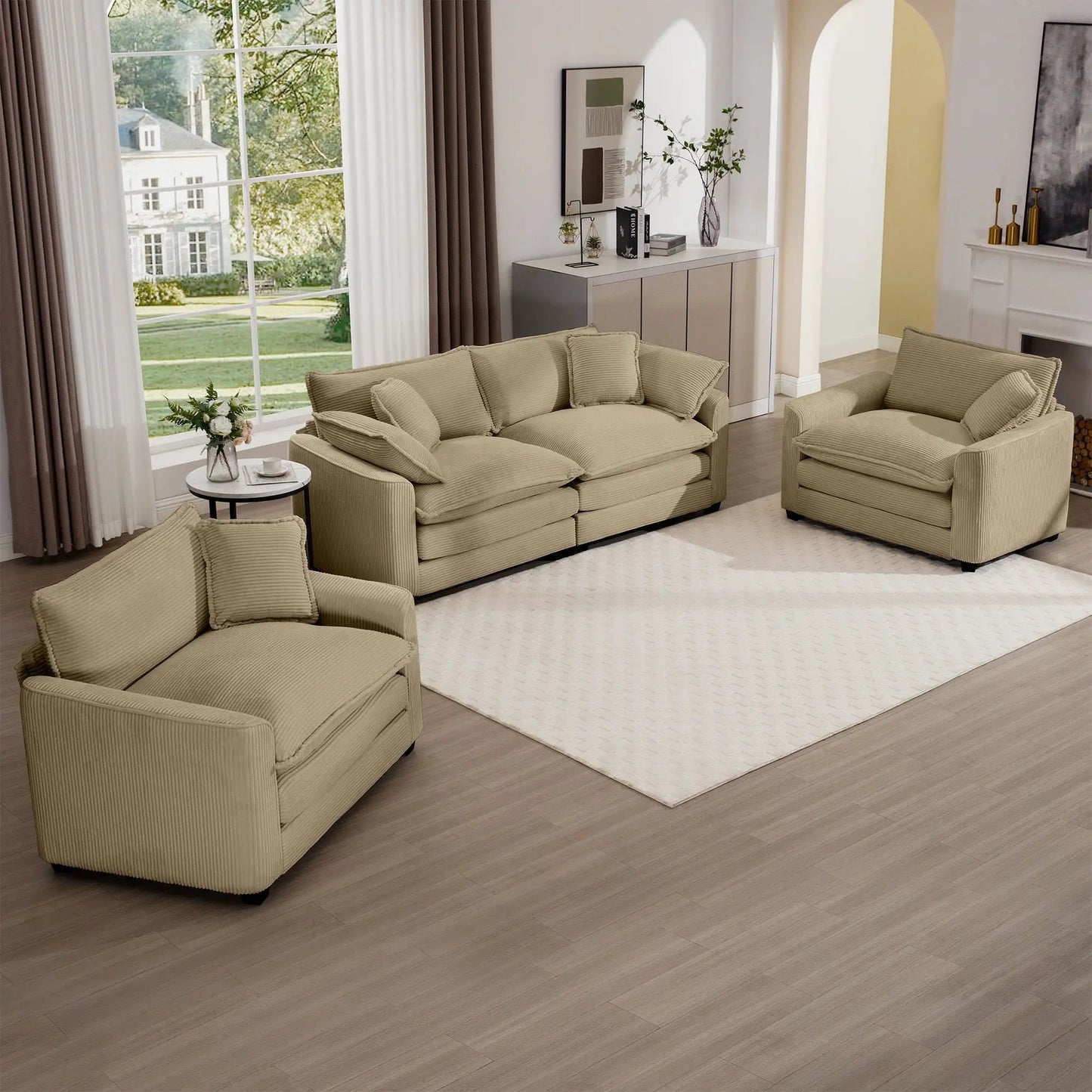Elegant Sectional Sofa Set with Deep Seats