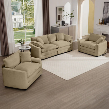 Elegant Sectional Sofa Set with Deep Seats