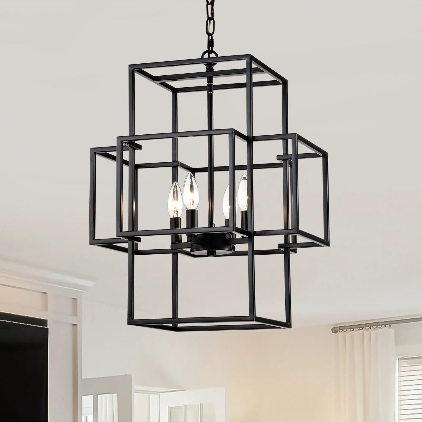 4 Light Metal Lantern Pendant Chandeliers