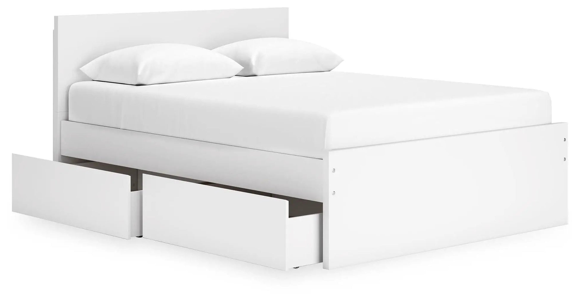 Onita Panel Platform Bed white with under-bed storage drawers on Tampa Home & Garden Store