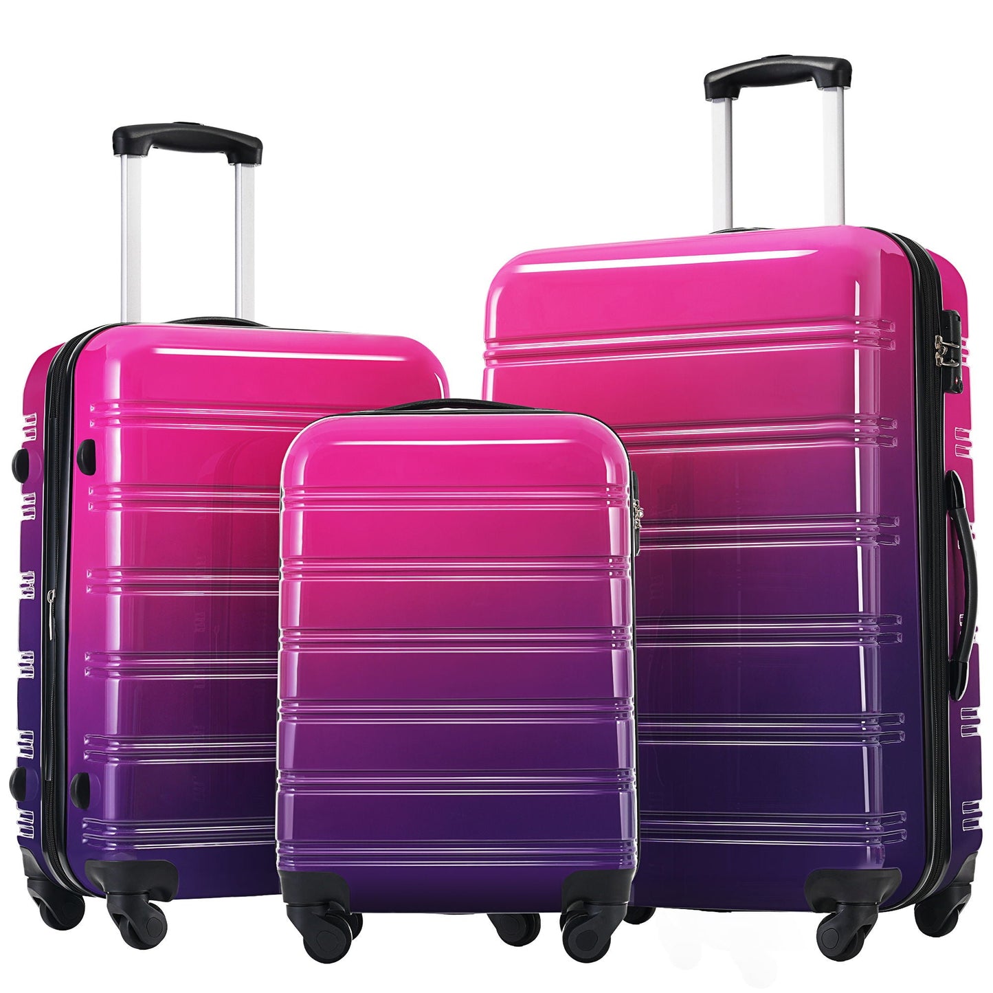 Hardside luggage set 3-piece gradient pink-to-purple with spinner wheels 20/24/28 on Tampa Home & Garden Store
