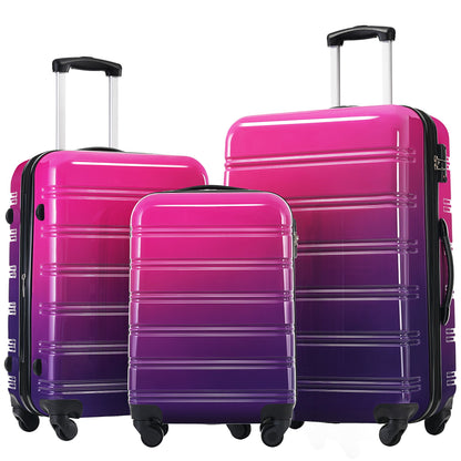 Hardside luggage set 3-piece gradient pink-to-purple with spinner wheels 20/24/28 on Tampa Home & Garden Store