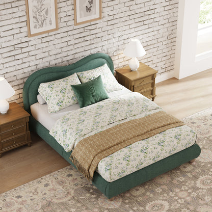 Queen Platform Bed and Soft Curved Headboard