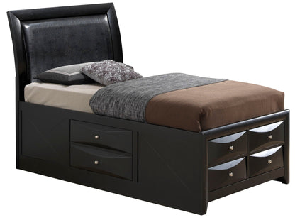 Marilla storage bed in black with upholstered headboard and drawer base by HouseOfZazla on Tampa Home & Garden Store