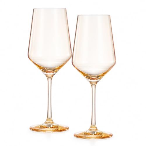 Monet Yellow Stemmed Wine Glasses Set of Two
