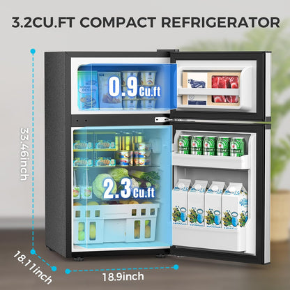 Mini-réfrigérateur avec congélateur de 3,2 pi³, réfrigérateur compact à deux portes 58087RRE0 
