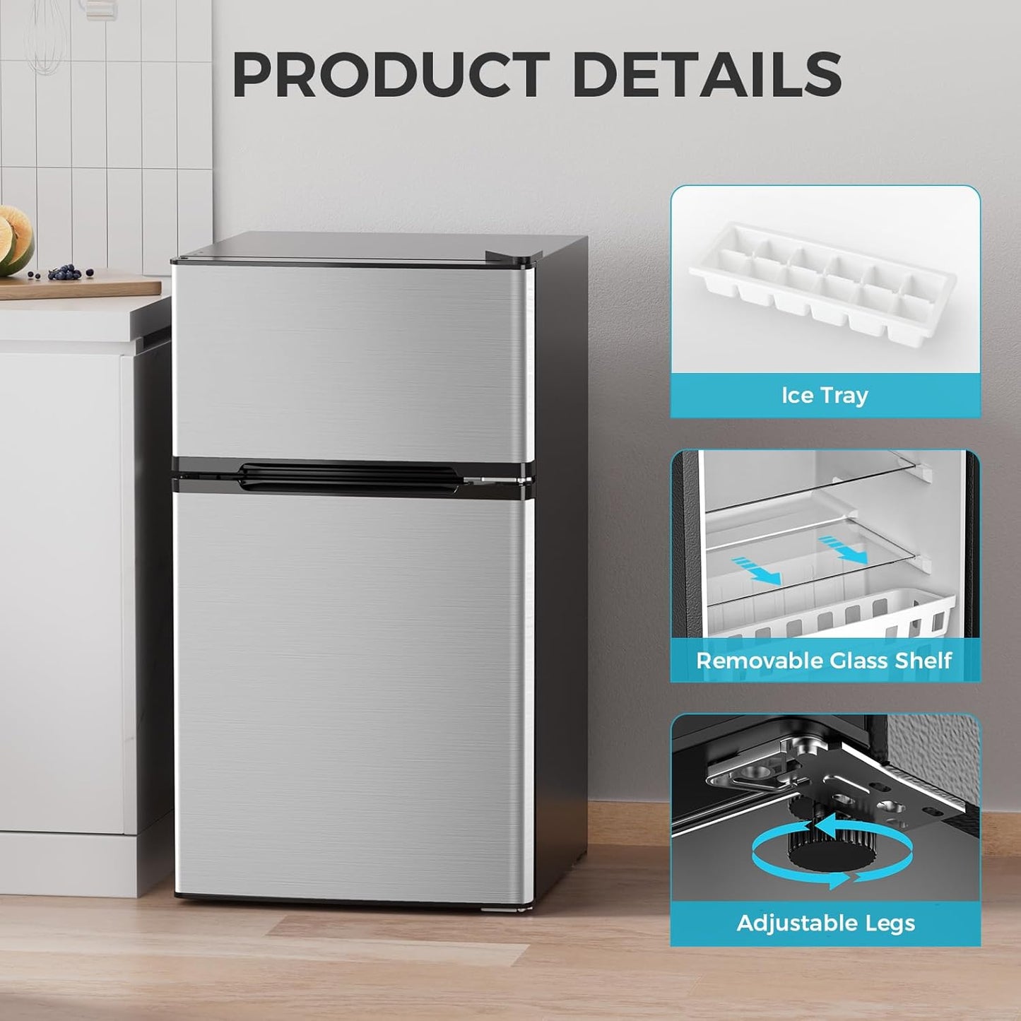 Mini-réfrigérateur avec congélateur de 3,2 pi³, réfrigérateur compact à deux portes 58087RRE0 