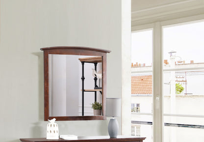 Elegant wall mirror with dark wood veneer curved top frame by HouseOfZazla on Tampa Home & Garden Store