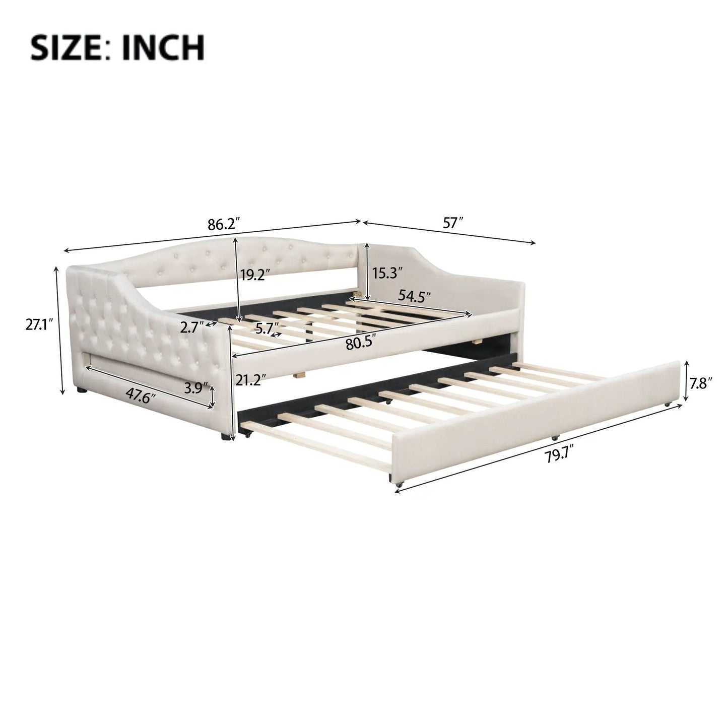 Daybed With LED Lighting and Upholstered Frame