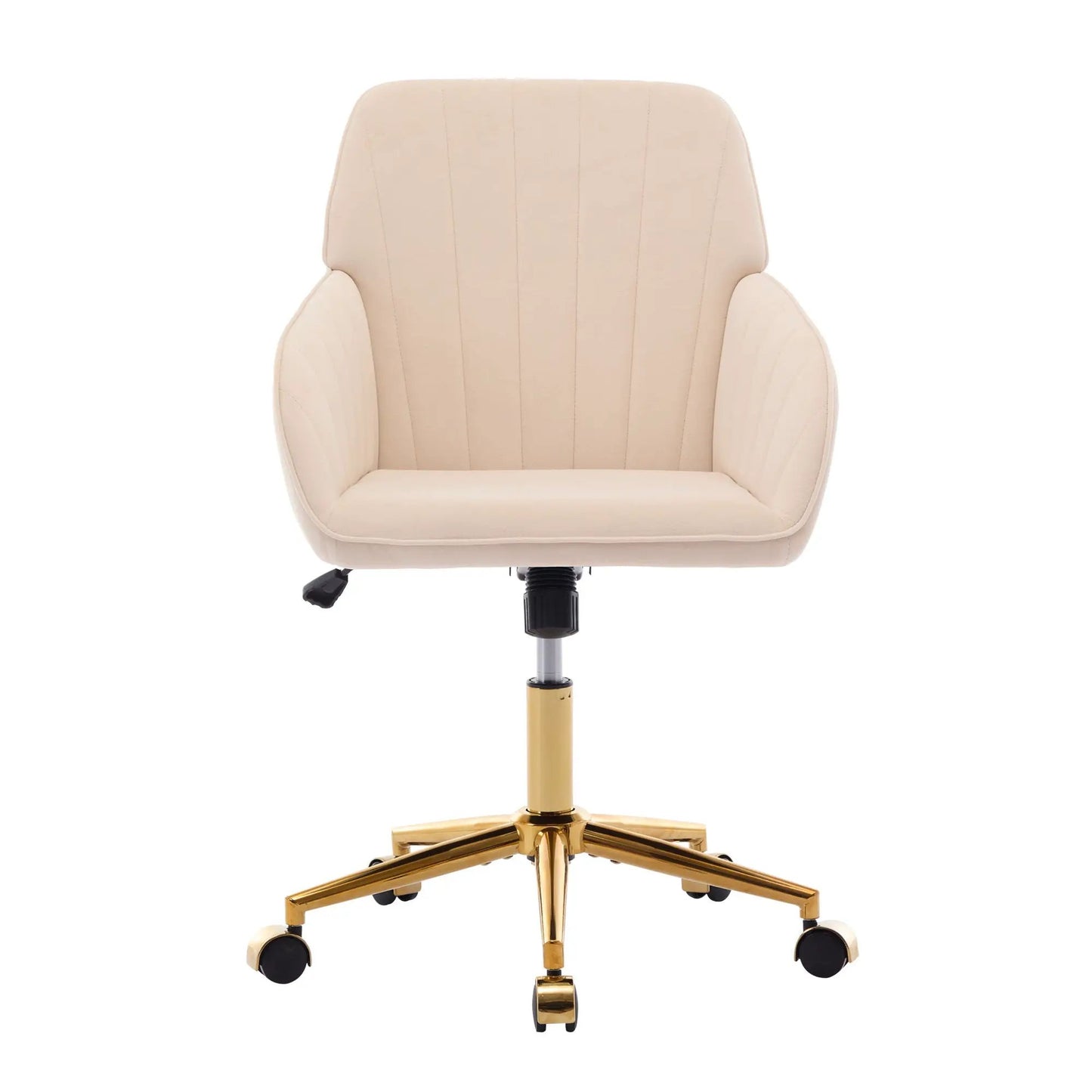 Adjustable ergonomic swivel office chair beige leather with gold base on Tampa Home & Garden Store