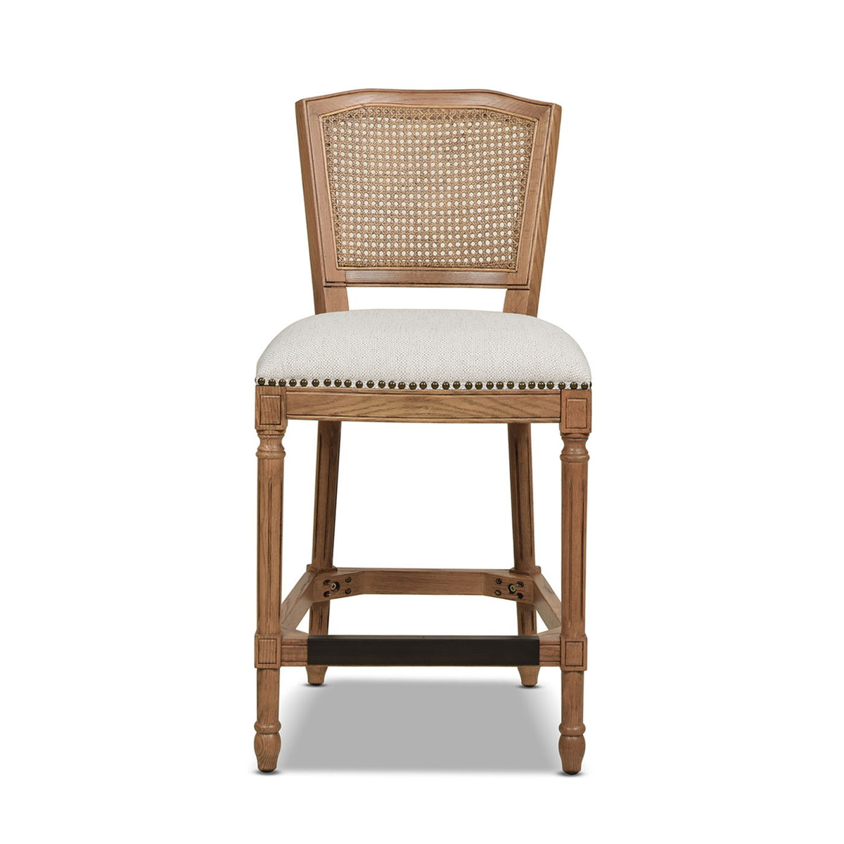 HouseOfZazla rattan wicker high-back counter bar stool with oak frame and beige upholstery on Tampa Home & Garden Store