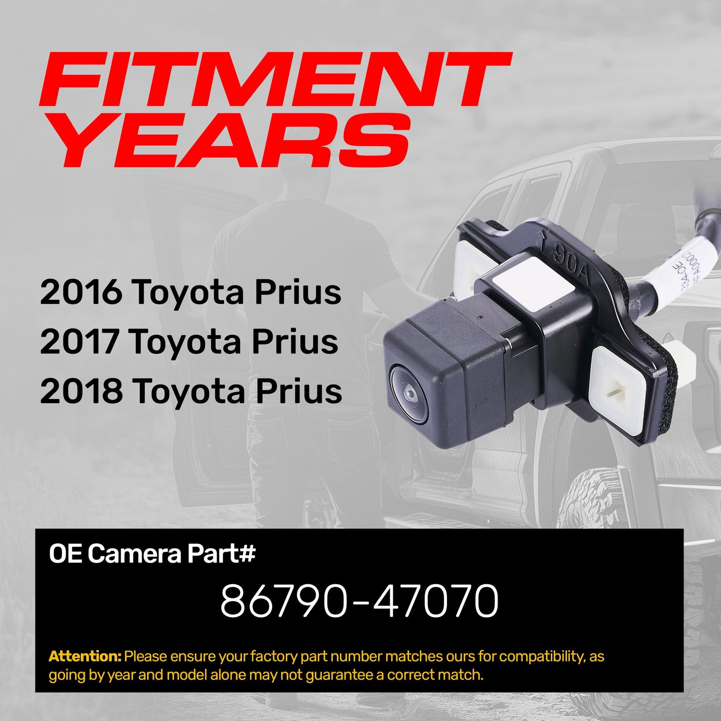 Master Tailgaters black OEM backup camera for Toyota Prius 2016-2018, OE Part 86790-47070 on Tampa Home & Garden Store