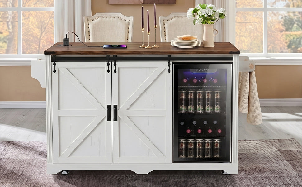 72 Inch Farmhouse Kitchen Island and Storage