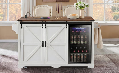 72 Inch Farmhouse Kitchen Island and Storage