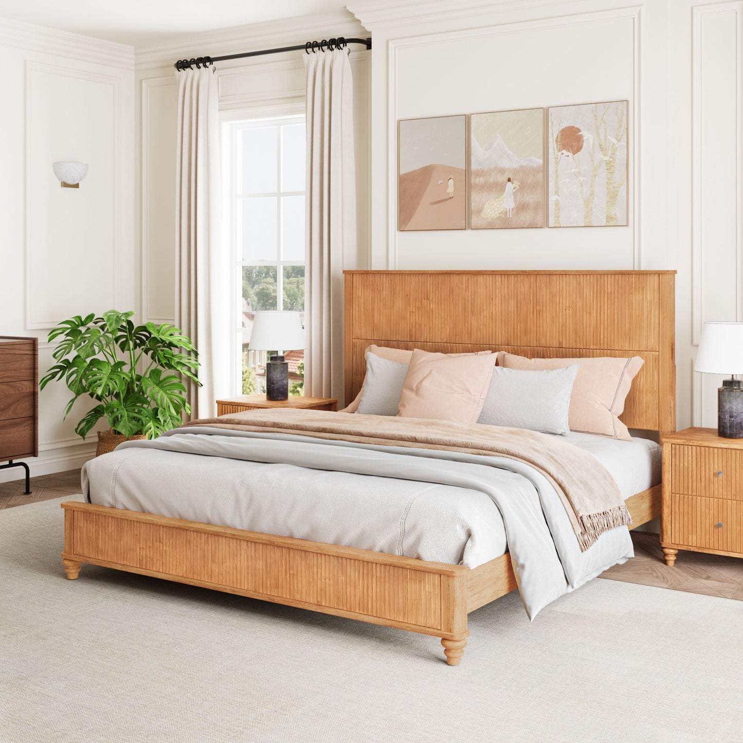 Solid Wood Platform Bed and the Tall Headboard
