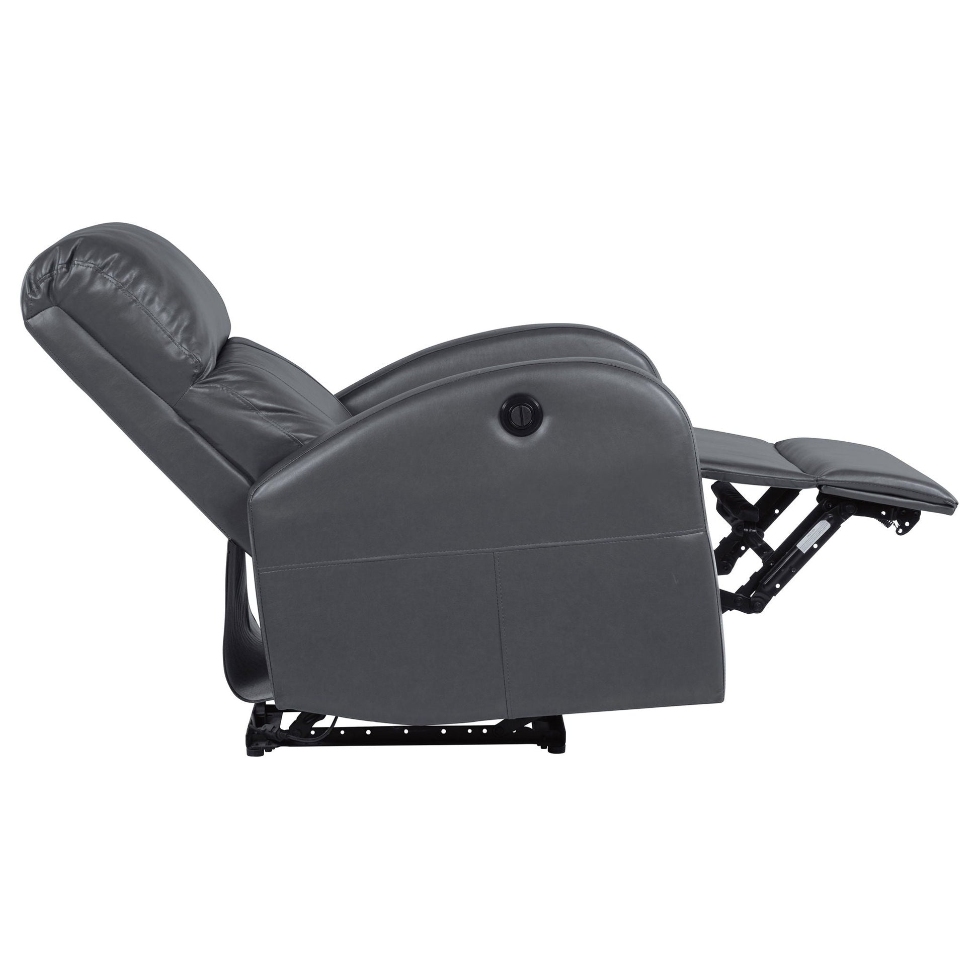 Meglia power recliner chair by HouseOfZazla, grey leather reclining chaise longue with footrest on Tampa Home & Garden Store