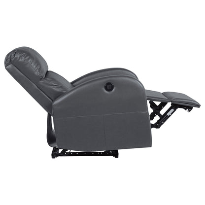 Meglia power recliner chair by HouseOfZazla, grey leather reclining chaise longue with footrest on Tampa Home & Garden Store