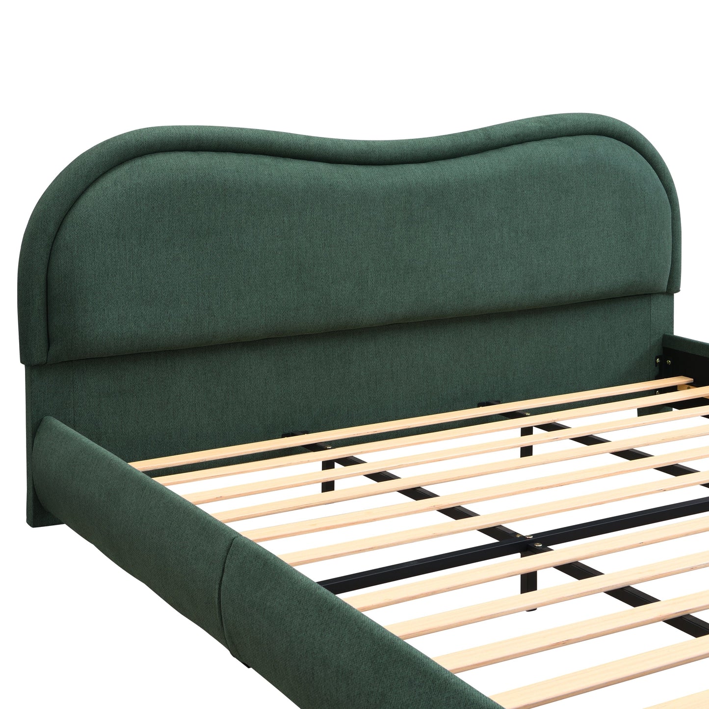 King Upholstered Platform Bed And Oak Legs