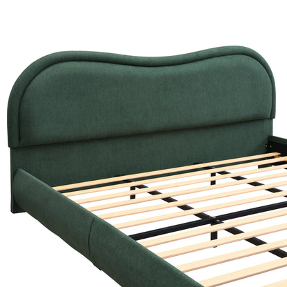 King Upholstered Platform Bed And Oak Legs