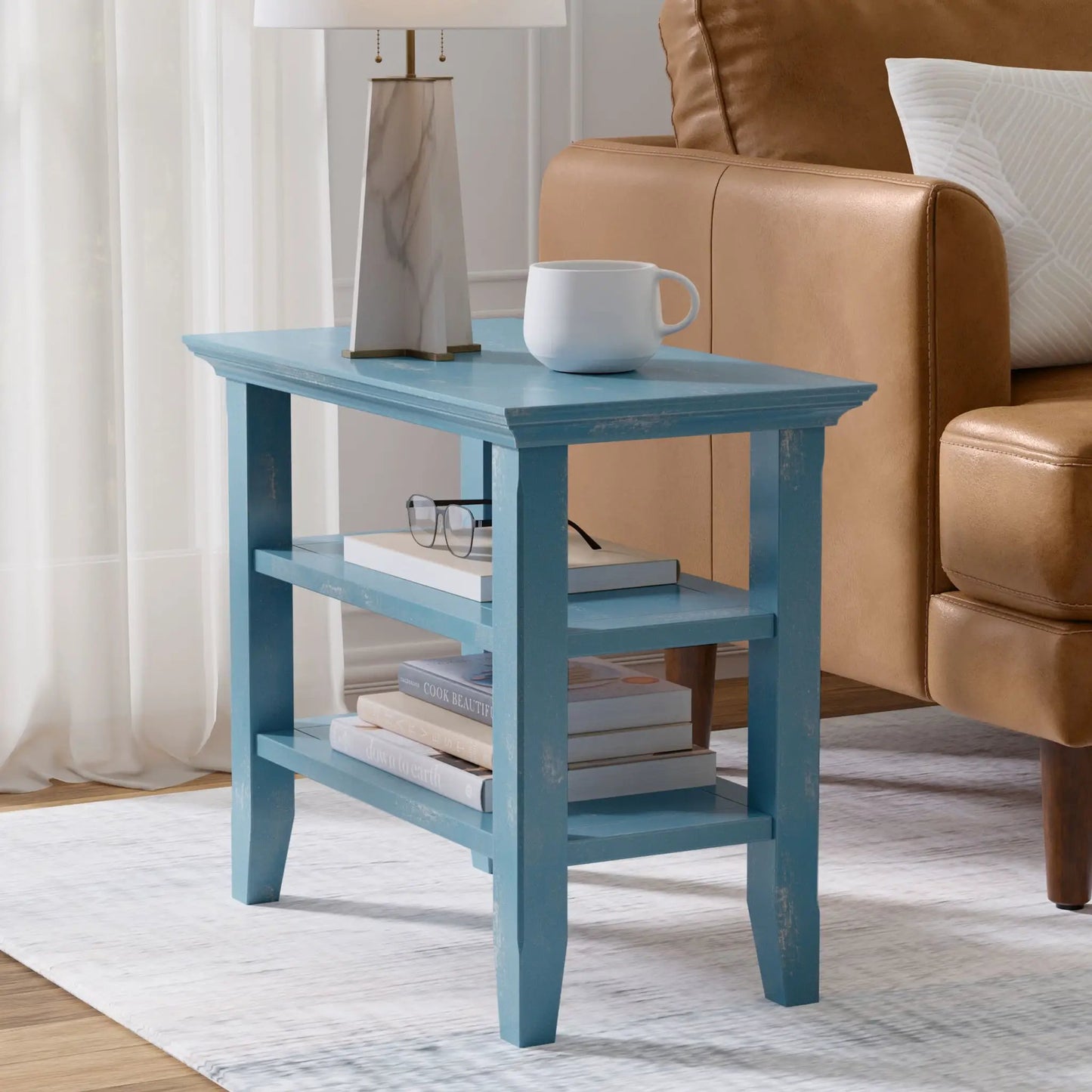Acadian Narrow Side Table Handcrafted Solid Wood