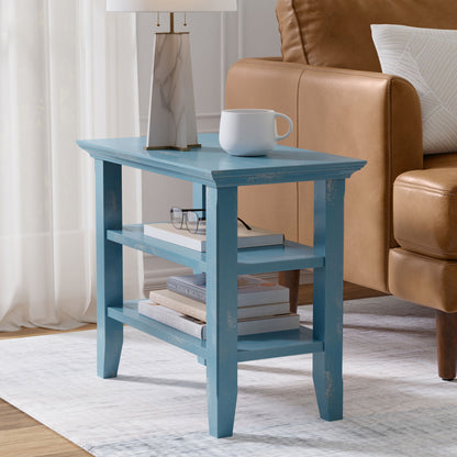 Acadian Narrow Side Table by HouseOfZazla in blue with two shelves and mug on Tampa Home & Garden Store
