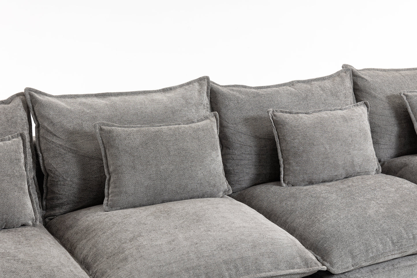 129.8-inch width modular sectional sofa with 2 ottomans in gray fabric by HouseOfZazla on Tampa Home & Garden Store