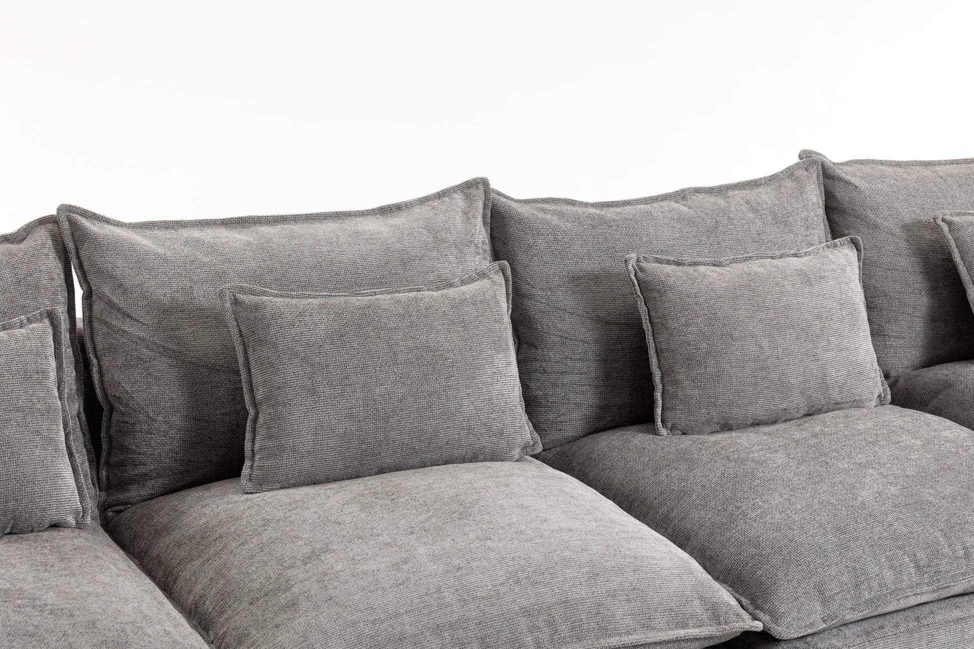 129.8-inch width modular sectional sofa with 2 ottomans in gray fabric by HouseOfZazla on Tampa Home & Garden Store