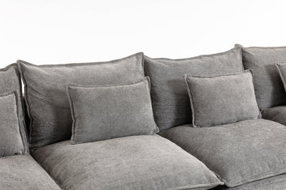129.8-inch width modular sectional sofa with 2 ottomans in gray fabric by HouseOfZazla on Tampa Home & Garden Store