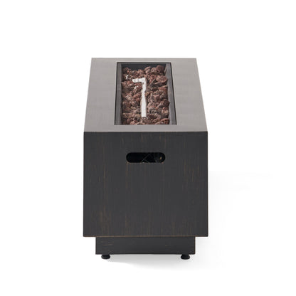 Modern Dark Grey 40' outdoor iron propane fire pit with lava rocks by HouseOfZazla on Tampa Home & Garden Store
