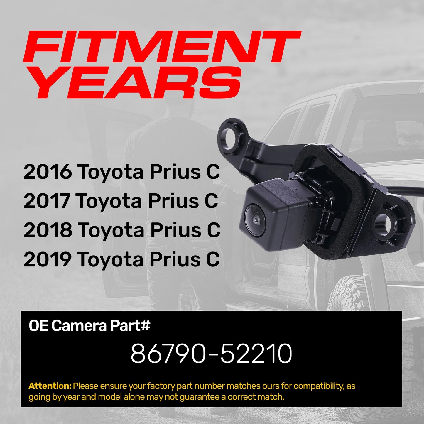 OEM replacement backup camera black for Toyota Prius C Master Tailgaters 86790-52210 on Tampa Home & Garden Store